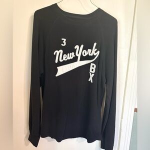 Old Navy Mens XL Waffle Knit Long Sleeve Shirt Black Graphic